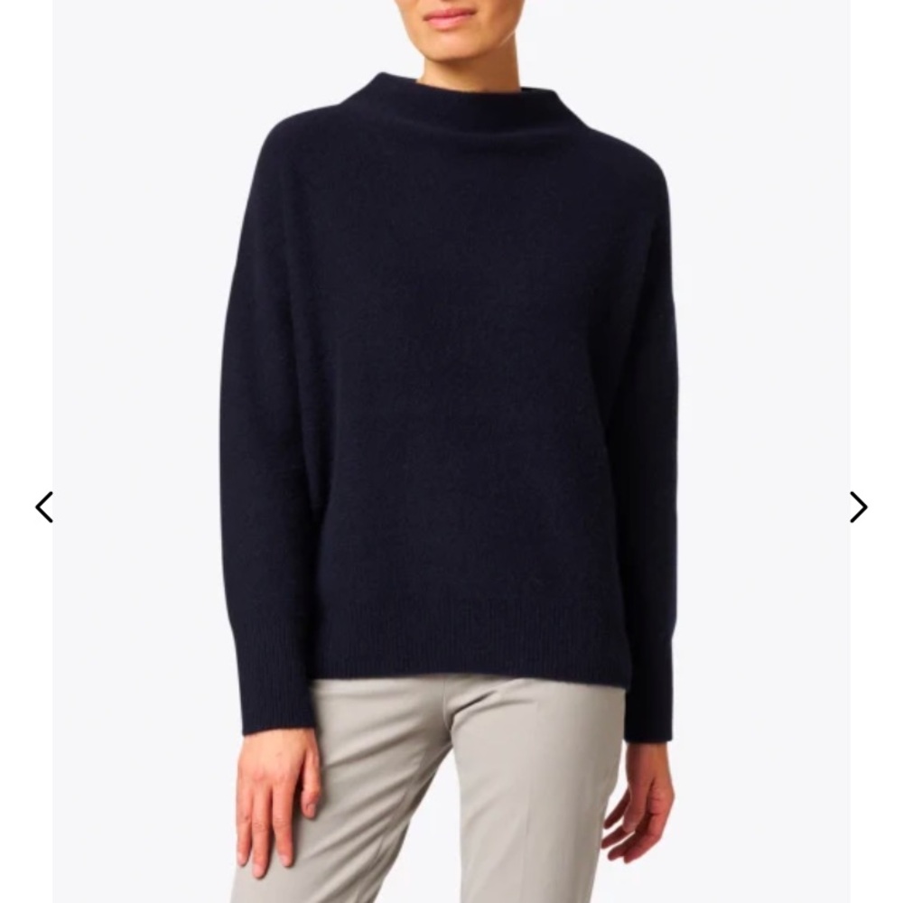 Vince boiled cashmere funnel neck sweater Navy